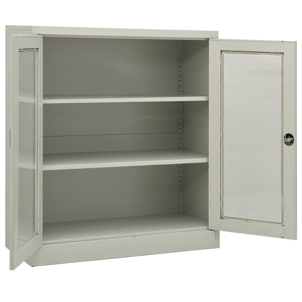 Office Cabinet with Planter Box Light Gray 35.4"x15.7"x50.4" Steel