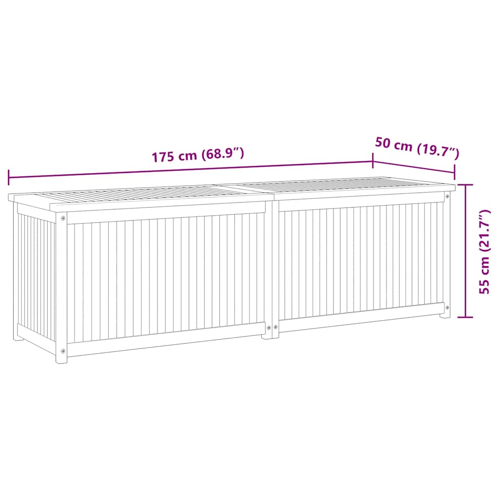 Garden Box Natural Teak Solid Teak Wood 68.9 in x 19.7 in x 21.7 in