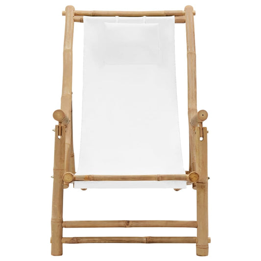 Deck Chair Cream White Bamboo, Canvas (100% Polyester) Standard