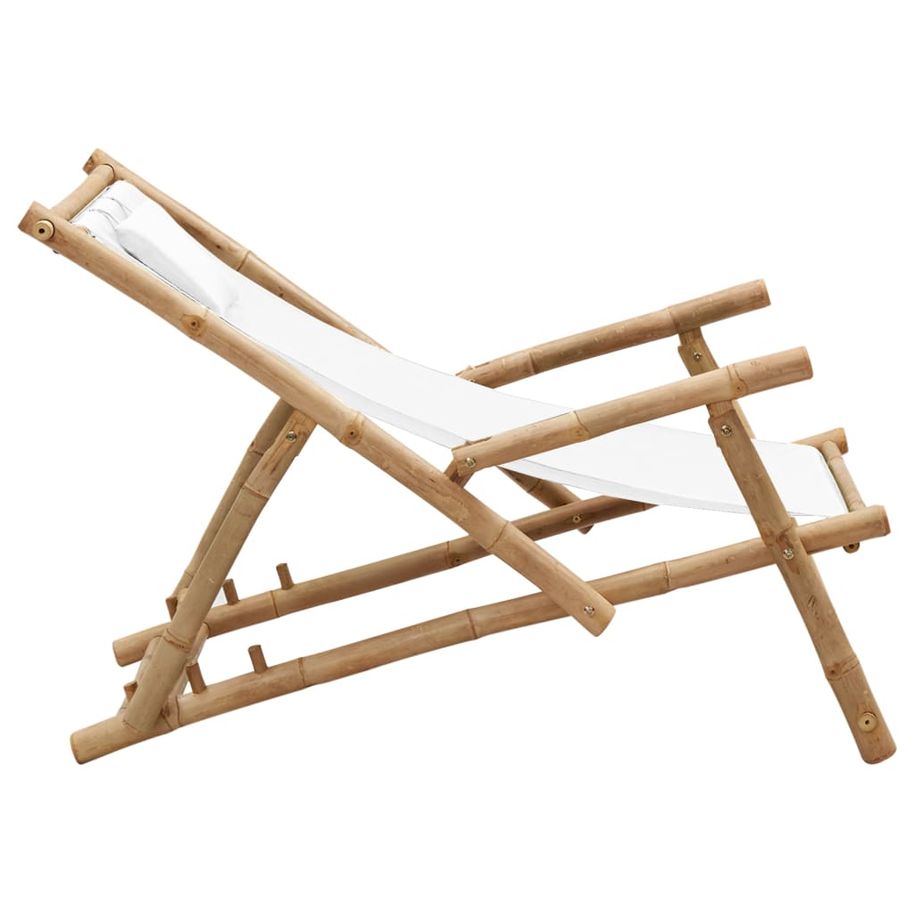 Deck Chair Cream White Bamboo, Canvas (100% Polyester) Standard