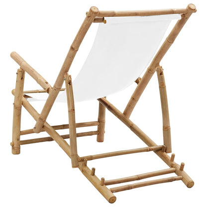 Deck Chair Cream White Bamboo, Canvas (100% Polyester) Standard