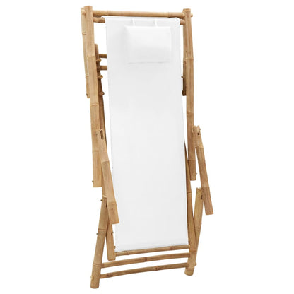 Deck Chair Cream White Bamboo, Canvas (100% Polyester) Standard