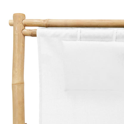 Deck Chair Cream White Bamboo, Canvas (100% Polyester) Standard