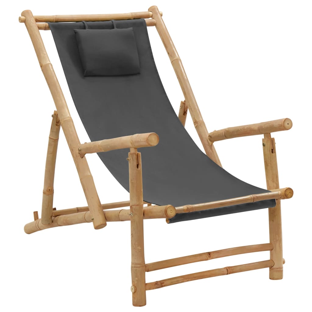 Deck Chair Dark grey Bamboo, Canvas (100% polyester) Standard