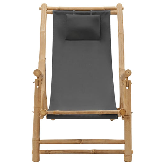 Deck Chair Dark grey Bamboo, Canvas (100% polyester) Standard