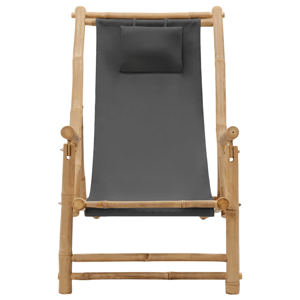 Deck Chair Dark grey Bamboo, Canvas (100% polyester) Standard