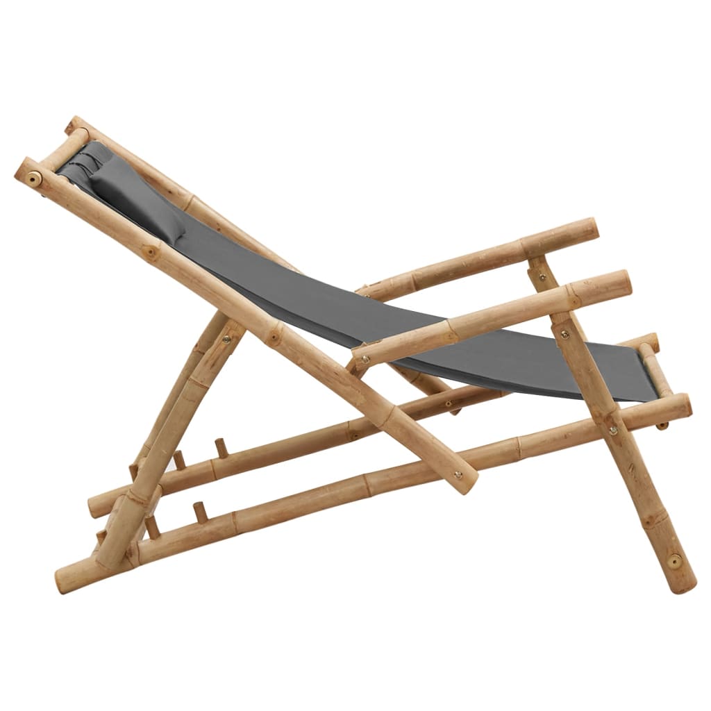 Deck Chair Dark grey Bamboo, Canvas (100% polyester) Standard