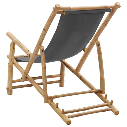Deck Chair Dark grey Bamboo, Canvas (100% polyester) Standard