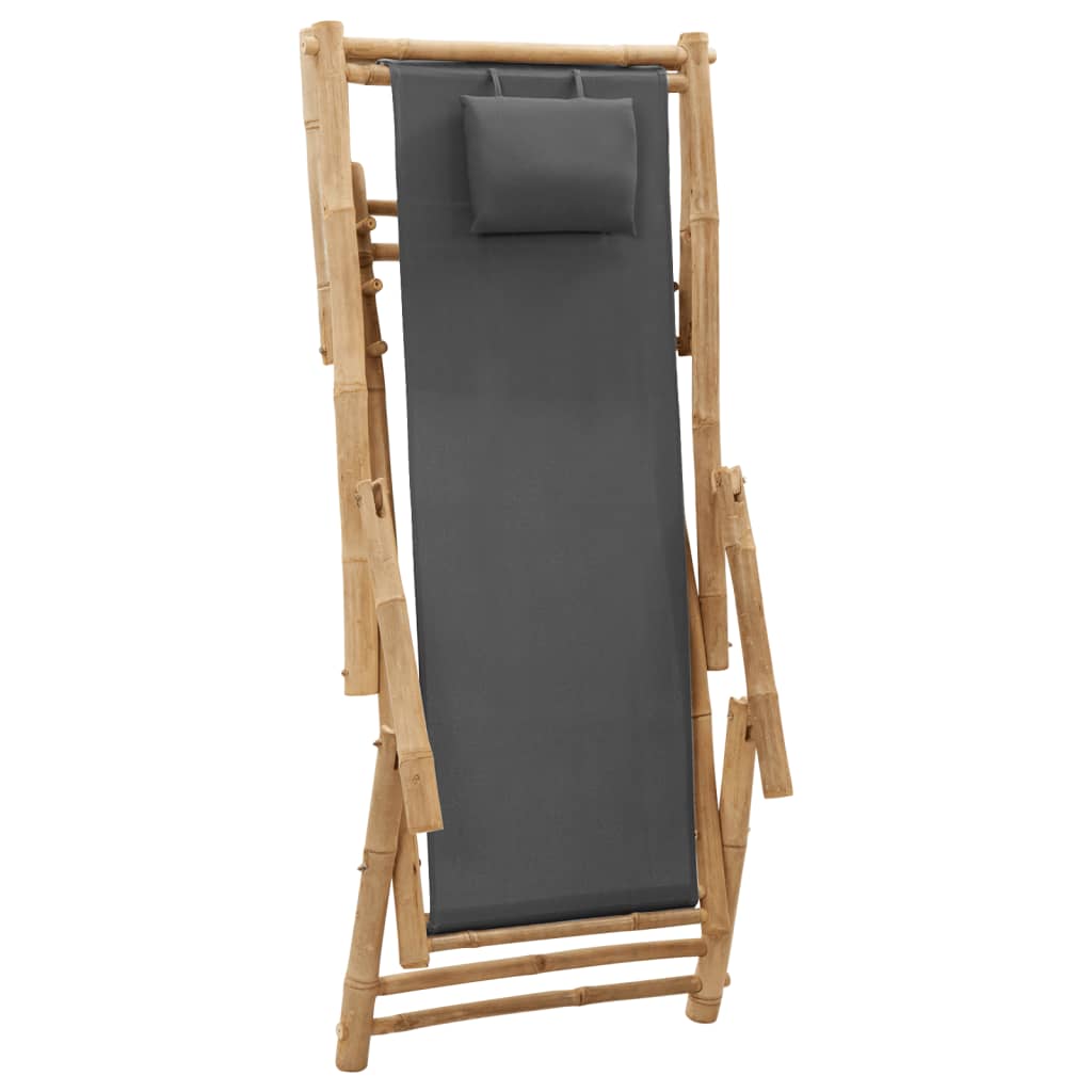 Deck Chair Dark grey Bamboo, Canvas (100% polyester) Standard