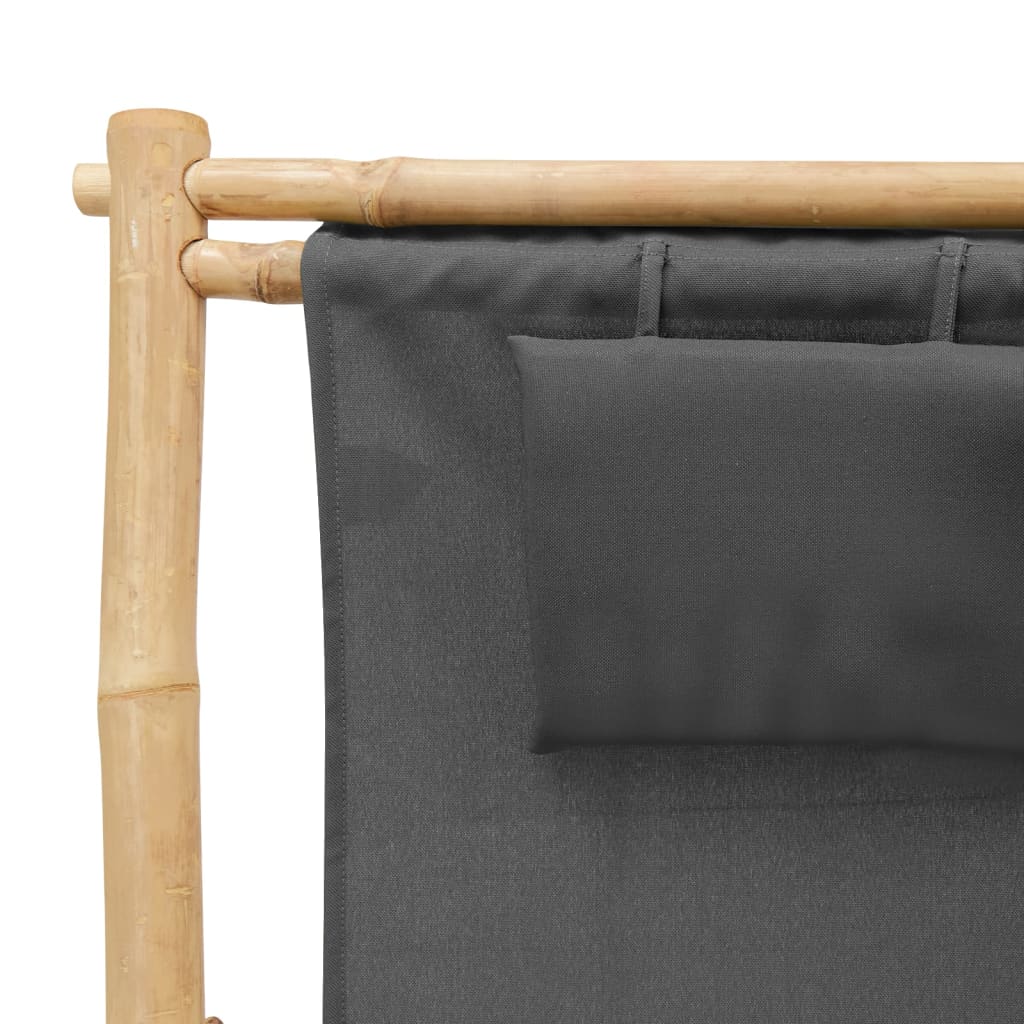 Deck Chair Dark grey Bamboo, Canvas (100% polyester) Standard