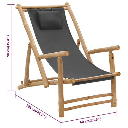 Deck Chair Dark grey Bamboo, Canvas (100% polyester) Standard