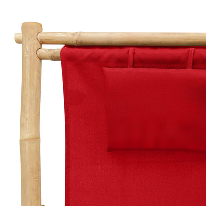 Deck Chair Red Bamboo, Canvas (100% polyester) Standard Foldable