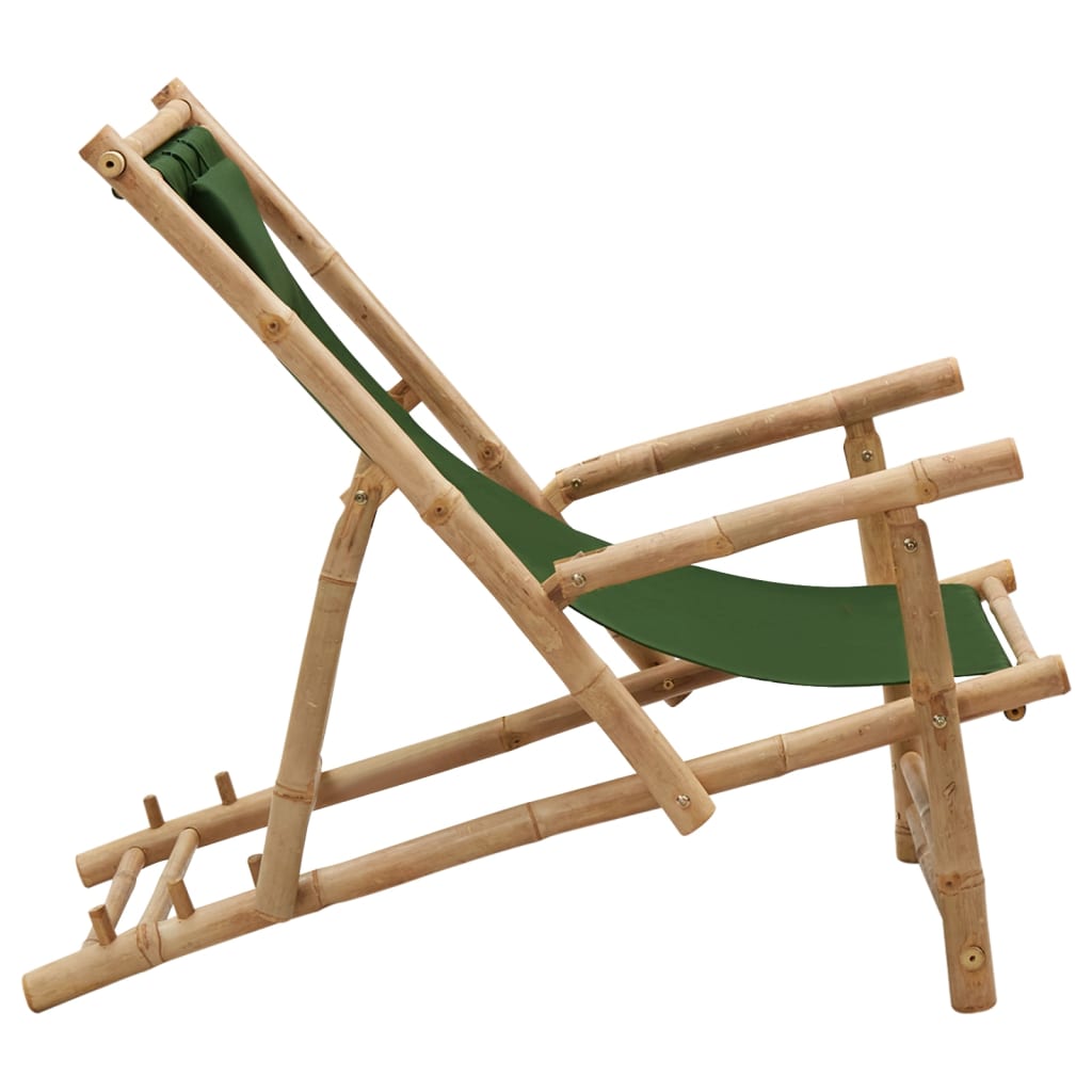 Deck Chair Green, Bamboo Bamboo and Canvas (100% Polyester) Regular