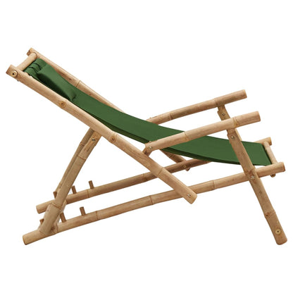Deck Chair Green, Bamboo Bamboo and Canvas (100% Polyester) Regular