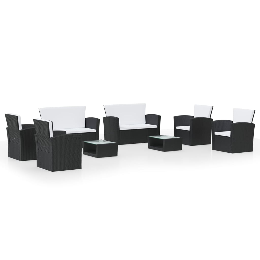Garden Lounge Set Black, Cream White