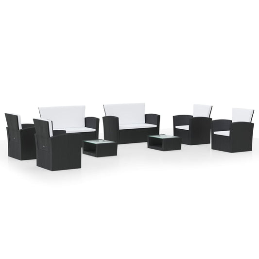 Garden Lounge Set Black, Cream White