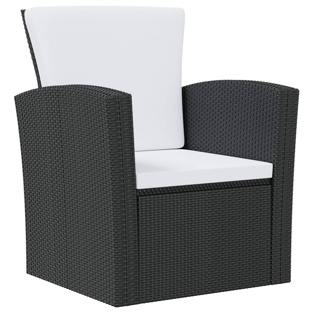 Garden Lounge Set Black, Cream White