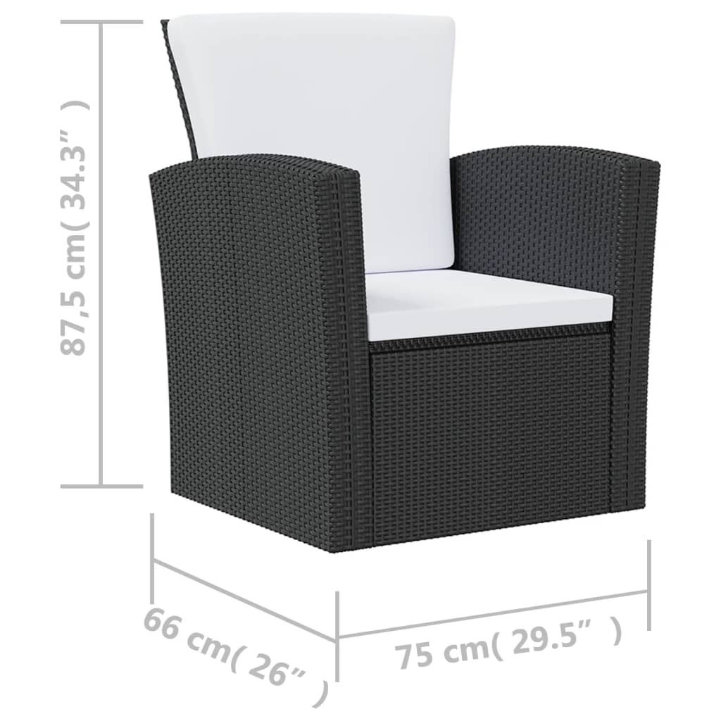Garden Lounge Set Black, Cream White