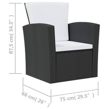 Garden Lounge Set Black, Cream White