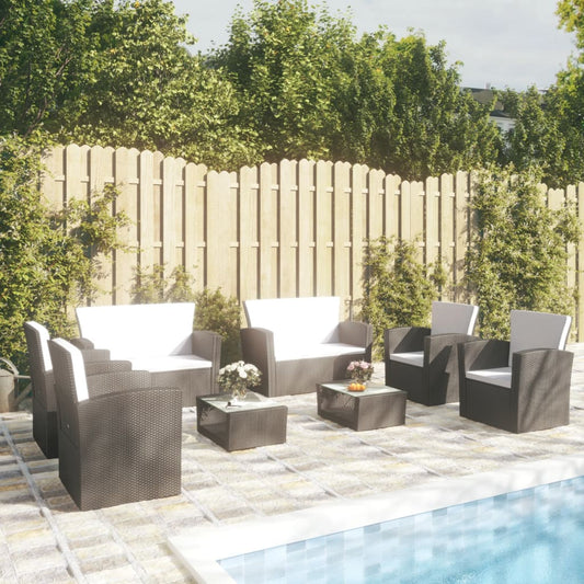 Garden Lounge Set Black, Cream White