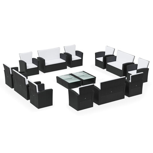 Garden Lounge Set Black and Cream White