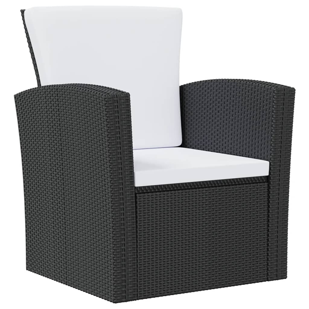 Garden Lounge Set Black and Cream White