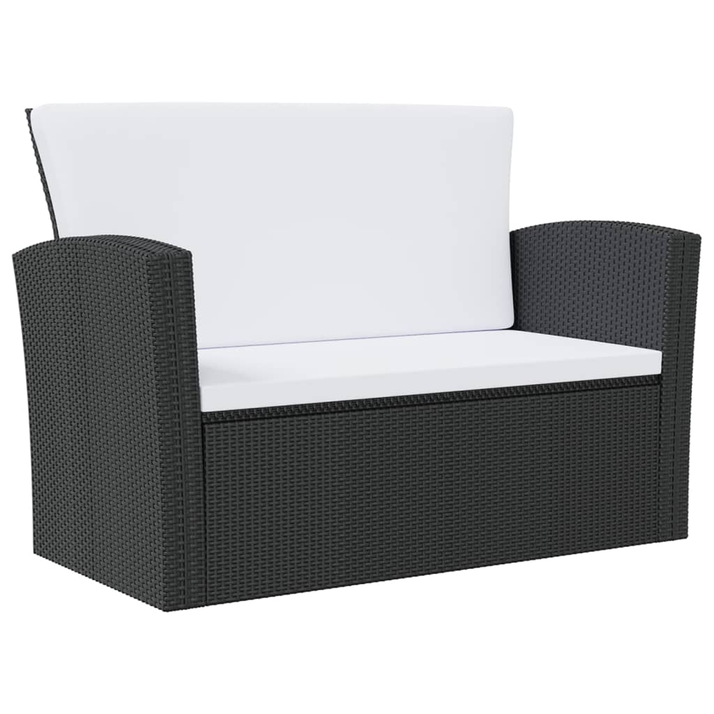 Garden Lounge Set Black and Cream White