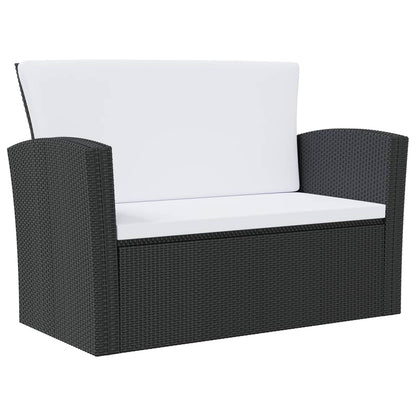 Garden Lounge Set Black and Cream White