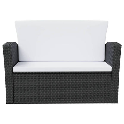 Garden Lounge Set Black and Cream White