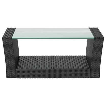 Garden Lounge Set Black and Cream White