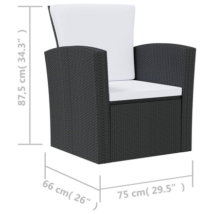 Garden Lounge Set Black and Cream White