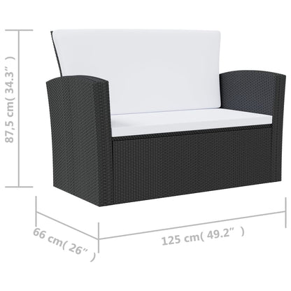 Garden Lounge Set Black and Cream White