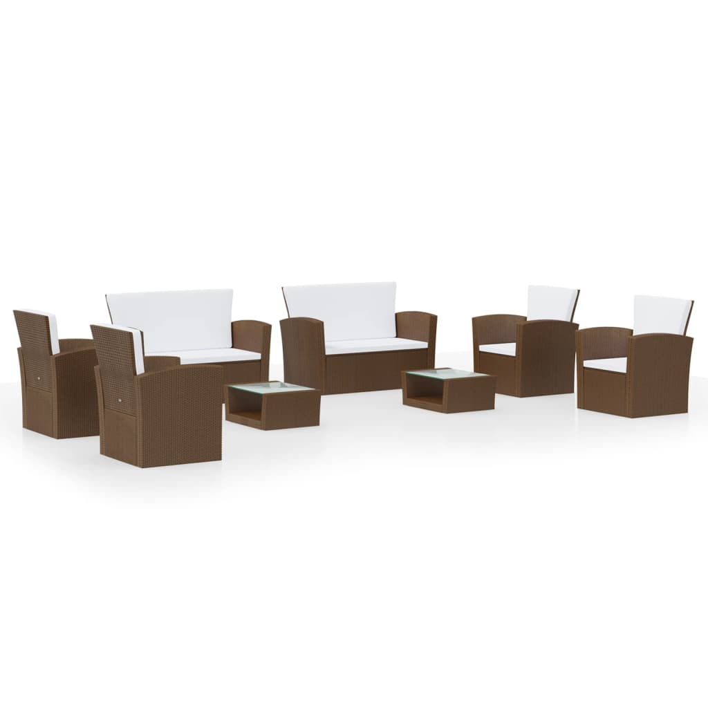 Garden Lounge Set Brown Powder-coated steel Large Lightweight