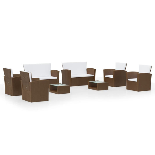 Garden Lounge Set Brown Powder-coated steel Large Lightweight