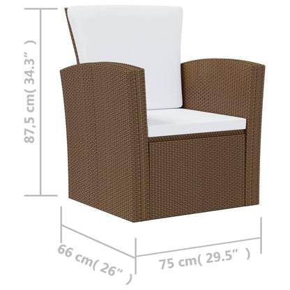 Garden Lounge Set Brown Powder-coated steel Large Lightweight
