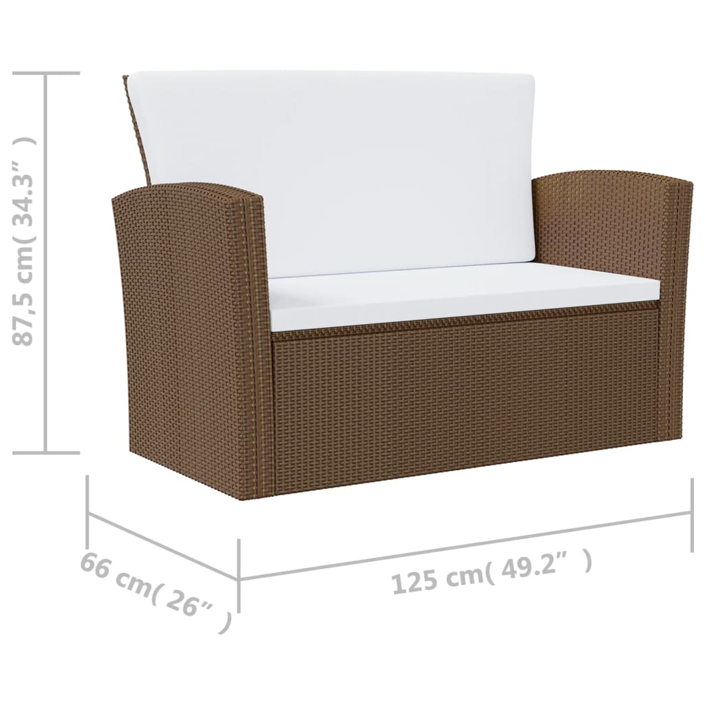Garden Lounge Set Brown Powder-coated steel Large Lightweight