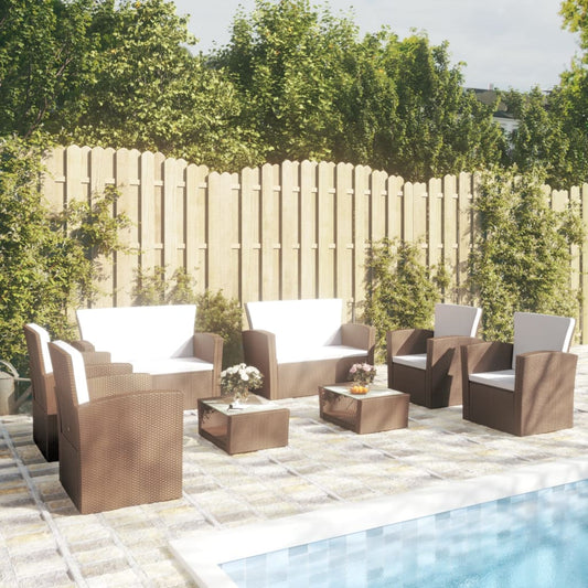 Garden Lounge Set Brown Powder-coated steel Large Lightweight