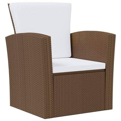 Garden Lounge Set Brown Powder-coated steel, PE rattan, glass