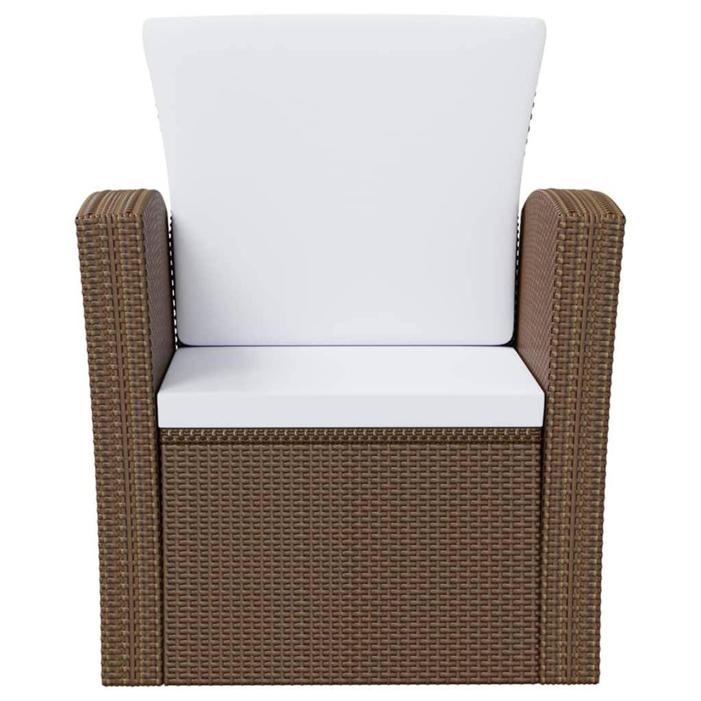 Garden Lounge Set Brown Powder-coated steel, PE rattan, glass