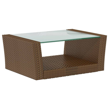 Garden Lounge Set Brown Powder-coated steel, PE rattan, glass
