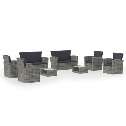 Garden Lounge Set Poly rattan color: Grey, Cushion color: Dark grey