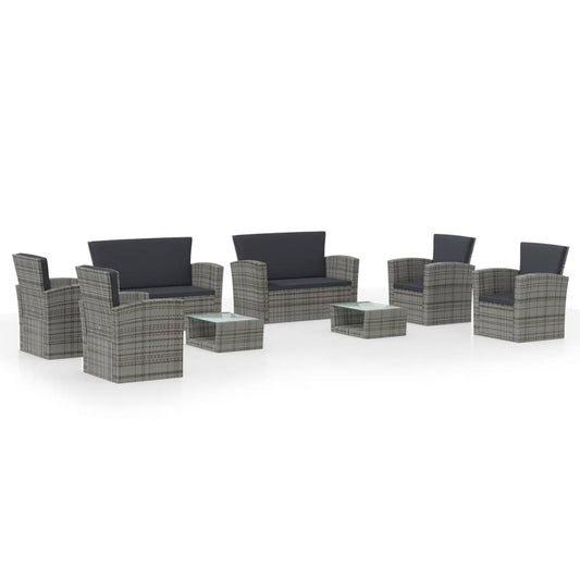 Garden Lounge Set Poly rattan color: Grey, Cushion color: Dark grey