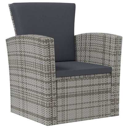 Garden Lounge Set Poly rattan color: Grey, Cushion color: Dark grey