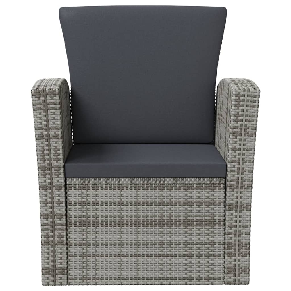 Garden Lounge Set Poly rattan color: Grey, Cushion color: Dark grey