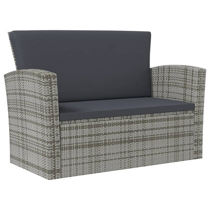 Garden Lounge Set Poly rattan color: Grey, Cushion color: Dark grey