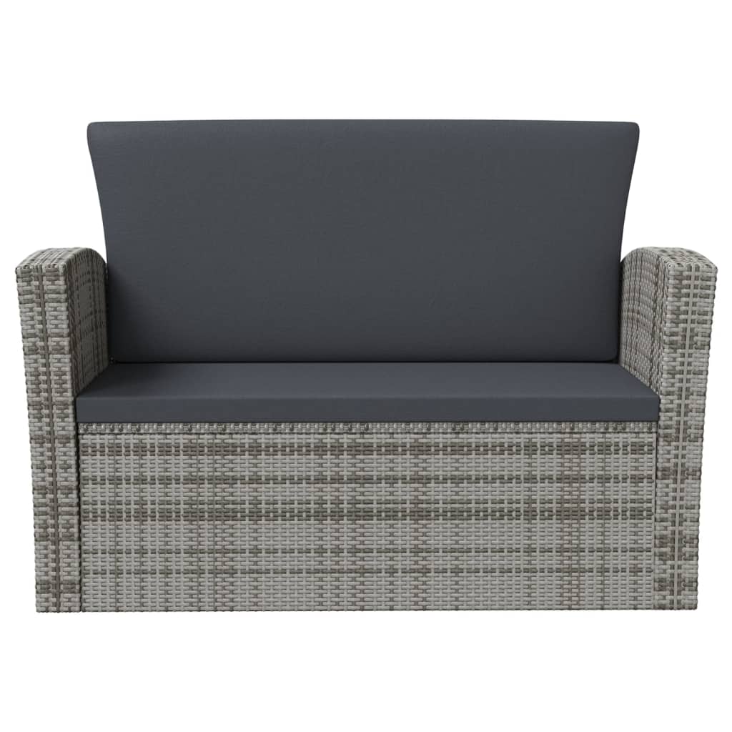 Garden Lounge Set Poly rattan color: Grey, Cushion color: Dark grey