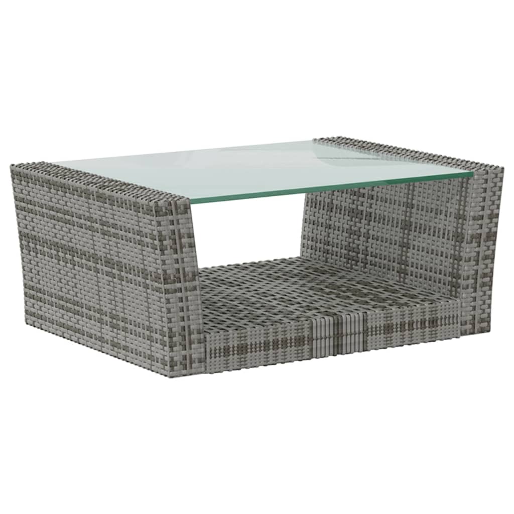 Garden Lounge Set Poly rattan color: Grey, Cushion color: Dark grey