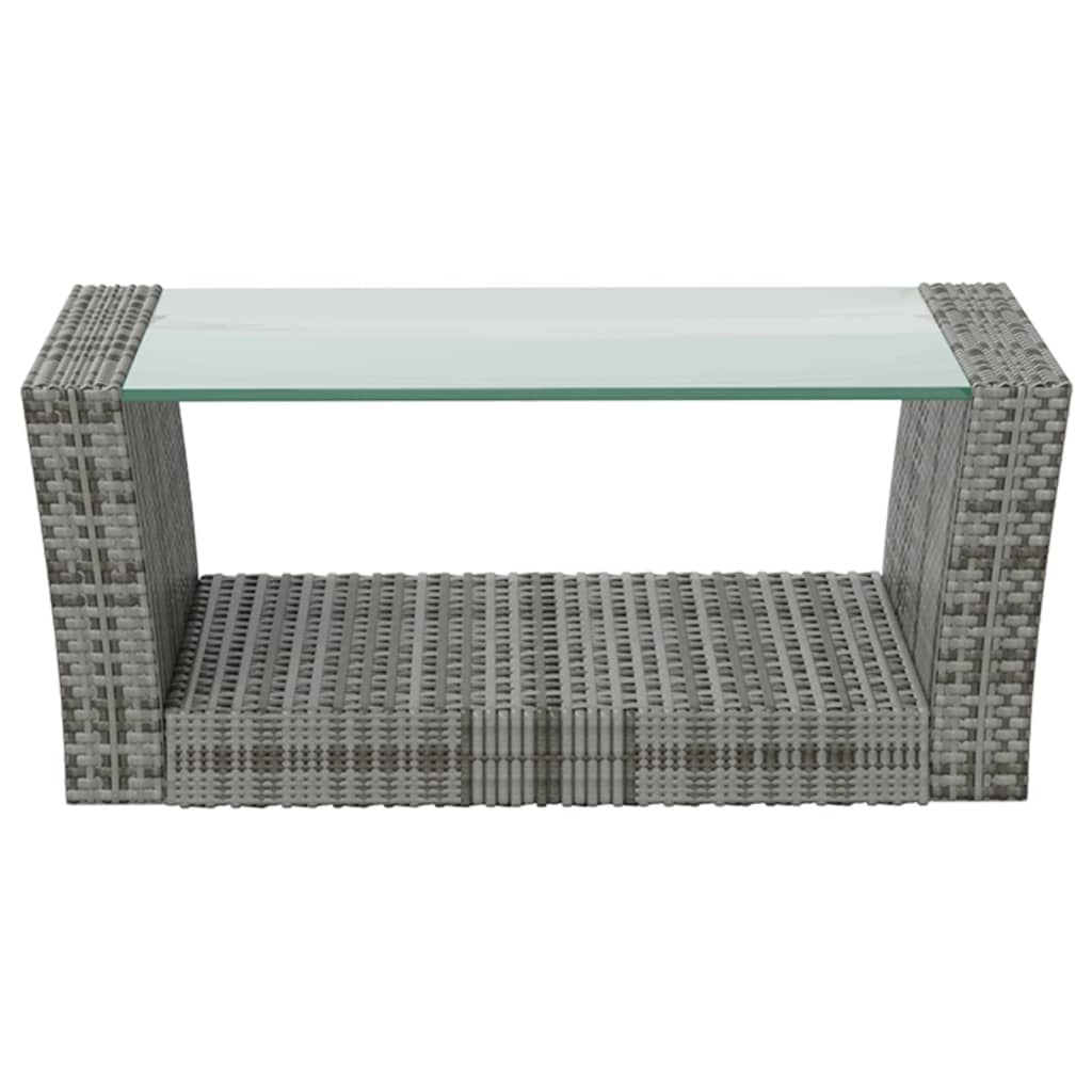 Garden Lounge Set Poly rattan color: Grey, Cushion color: Dark grey