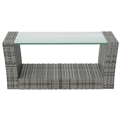Garden Lounge Set Poly rattan color: Grey, Cushion color: Dark grey