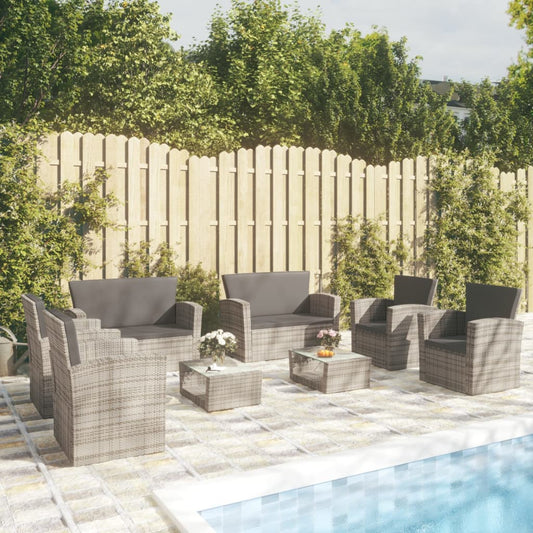 Garden Lounge Set Poly rattan color: Grey, Cushion color: Dark grey